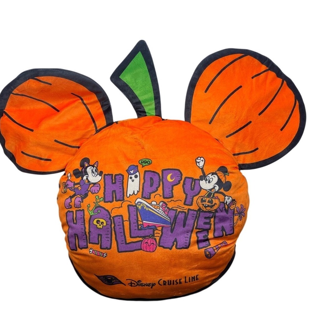Disney Cruise Line Mickey Mouse Pumpkin Halloween  Plush Pillow Orange